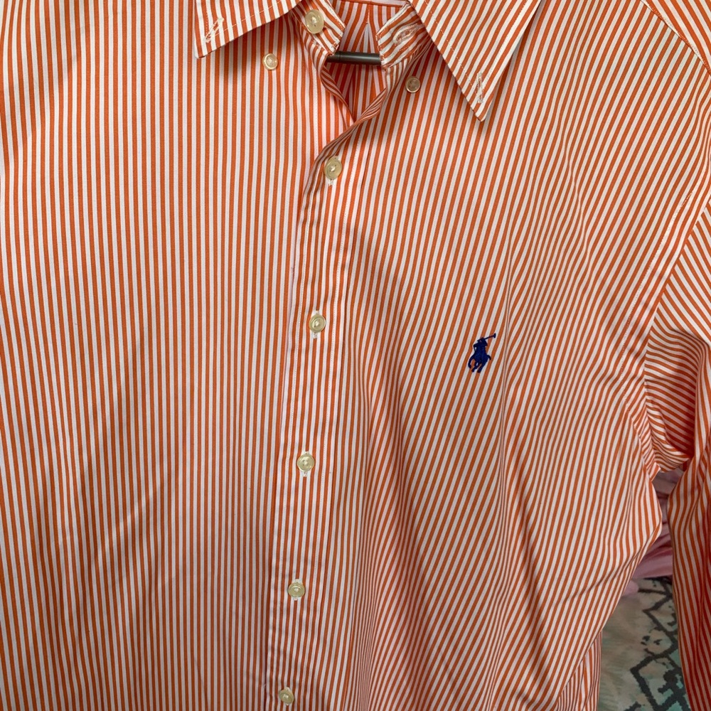 Orange & White Polo Button Up - Picture 9 of 12